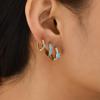 Aretes de Oro de 18K, Hebillas para Oreja, Circonia Turquesa Micro-Pavimentada, Diseño Compacto, Estilo Étnico, Joyería para Oreja Transfronteriza Europea y Americana