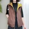 Chaleco con Capucha Reversible para Mujer, Estilo Otoño 2025, Chaleco Corto Versátil sin Mangas, para Mamás