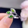 Anillo de Diopsita Natural Plata S925 Chapado en Oro Rosa Tamaño de Piedra Principal 3*6mm Venta Caliente