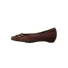 Zapatos de mujer de piel de oveja de primera capa con hebilla cuadrada y aumento interno de altura, nuevos zapatos de otoño de cuero genuino con puntera cuadrada y tacón medio bajo para mujer