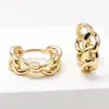 Brincos Argola Corrente Minimalistas Transfronteiriços, Brincos Dourados Vazados Exquisitos, Presilhas de Orelha de Zircônia Personalizadas Estilo Cool para Mulheres, Atacado da Moda