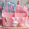 Cosméticos Corazón de Niña Estudiante Dibujos Animados Plástico Lindo Escritorio Papelería Almacenamiento Misceláneo Caja Ajustable Control Remoto Pluma