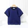 Versão coreana de verão de roupas infantis nova camiseta infantil de manga curta para crianças pequenas e médias com listras e gola redonda camiseta infantil de manga curta para meninas atacado