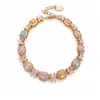 Pulseira quadrada de flor de zircônia, pulseira de luxo leve de nicho, estilo de corte requintado de alta qualidade, joias elegantes e da moda para atacado