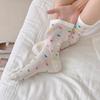 Calcetines de punto de onda de color para niños primavera y verano calcetines de tubo delgado estilo académico malla transpirable calcetines de felpa calcetines Zhuji al por mayor