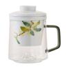 Taza de Té de Vidrio con Osmanthus Dorado Pintado a Mano por el Fabricante, Taza con Separación de Té y Agua, Taza Simple Estilo Chino con Tapa, Taza para Beber