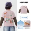 Ropa de Algodón Puro Falsa de Dos Piezas para Niños Europeos Otoño Camiseta de Manga Larga 2026 Nueva Ropa para Niños Bebés Estilo Primavera y Otoño