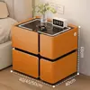 Mesita de noche inteligente, simple y moderna, multifuncional con carga inalámbrica y altavoz, gabinete de mesita de noche de madera maciza de lujo ligero para uso en el hogar del dormitorio
