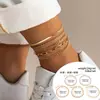 Joyería Transfronteriza Europea y Americana Tobillera de Plata Brillante Simple Hecha a Mano Tobillera de Cadena Multicapa con Borla