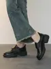 Zapatos de Cuero para Mujer Estilo Británico Retro 2026 Primavera y Otoño Nuevos Mocasines de Suela Gruesa Puntera Redonda con Tacones Gruesos y Cierre de Velcro