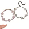 Pulsera de diseño nicho con flor de circón estilo francés, simple y versátil, pulsera exquisita de nácar, joyería de lujo ligero y alta gama