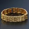 Joyería Chapada en Oro de 15 mm, Pulsera Dorada para Hombre de Color Duradero, Latón Chapado en Oro Real, Pulsera con Cierre de Reloj Chapada en Oro