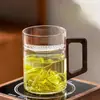 Taza de Separación de Té y Agua con Mango de Nogal Tapa de Madera Taza de Té Nueva Taza de Té Verde China Nueva Oficina Taza de Tres Piezas Set de Té