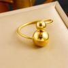 Anillo de Nicho Lujo Ligero Viento Frío Tamaño Bola Boca Suelta Acero Inoxidable Chapado en Oro Anillo Delgado Anillo para Mujer