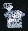 Camiseta tie-dye lavada de algodón puro de peso pesado de 230 g, retro transfronteriza, talla grande, corte holgado, hombros caídos, manga corta moderna, venta al por mayor