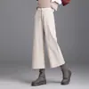 Pantalones de Pierna Ancha con Estilo y Temperamento para Mujer Otoño Invierno 2026 Nuevos Gruesos de Cintura Alta Adelgazantes Acortados Moda Versátil Pantalones Casuales