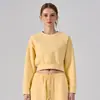 Moletom Cross Sport Outono Inverno Feminino Gola Redonda Manga Longa Solto Camada Base para Uso ao Ar Livre Cropped Pilates Top de Yoga