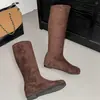 Botas Slim Mango 2026 Otoño/Invierno Botas Largas Versátiles Botas Elásticas Botas Planas Retro Diseño de Nicho Nuevo Modelo para Mujer