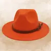 Fedora de lana de moda europea y americana con logotipo personalizado, fedora de jazz de estilo retro británico, sombrero de fieltro de ala plana unisex