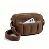 En Stock Amazon Bolso Cruzado Ligero de un Solo Hombro para Mujer de Nylon Suave con Relleno de Plumas Bolso de Mano para Teléfono Bolso Cuadrado Pequeño de Lona