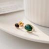 Pendientes de acero y titanio con doble colgante de ágata verde, negra y verde, de diseño lujoso de Niche Light, para mujer, verano 2024, nuevo estilo, sin color.
