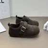Mocasines de Lana Estilo Birkenstock para Mujer, Nuevo Estilo Otoño e Invierno 2025, Zapatos de Algodón Cálidos con Forro de Felpa, Mocasines Planos Perezosos sin Cordones