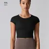Camiseta de Yoga de Tencel Transfronteriza Europea y Americana Ajustada de Secado Rápido Transpirable Amigable con la Piel Top Manga Corta para Correr Deportes Fitness Mujer