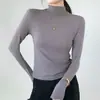 Camiseta básica de cuello medio para mujer, ropa interior de otoño e invierno, nuevo corte ajustado 2026, adelgazante, hombro normal, top exterior de manga larga