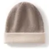 Chapéu de Cashmere para Homens e Mulheres, Tricotado Dupla Face, Chapéu da Moda e Quente com Barra, Proteção para as Orelhas, Touca de Cashmere Puro, Tamanho Único