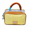 Bolsa de Maquillaje de Nylon Dopamina Color-Blocking, Gran Capacidad, Portátil, con Compartimentos, para Mujeres, para Almacenamiento de Cuidado de la Piel y Cosméticos