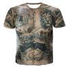 Modelo Novo de Verão para Exportação 2025 Homem Musculoso Estampa Digital 3D Camiseta Masculina Gola Redonda Design de Manga Curta com Fotos