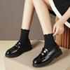 Nuevos Mocasines de Cuero con Hebilla de Tacón Bajo de Moda para Primavera, Verano, Otoño e Invierno, Zapatos de Cuero Estilo Británico, Zapatos de Piel de Vacuno Versátiles y Modernos con Suelas Gruesas para Mujer