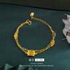 Nuevo Pulsera de Ábaco de Moneda de Cobre de Doble Alambre China Arena Dorada Doble Placa Nicho Todo Fósforo Moneda de Cobre Joyería Artística Retro de Doble Alambre