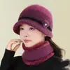 Chapéu de lã tricotado grosso e quente com forro de fleece para moda de inverno para mulheres, mães, pessoas de meia-idade e idosos