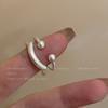 Anillo Abierto de Cara Sonriente Simple Diseño de Nicho Femenino Versátil Ajustable Anillo Estilo Frío Moderno Distintivo Anillo para Dedo