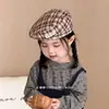 Boina Cuadros Vintage para Niños, Nuevo Estilo Primavera y Otoño, Aspecto Desgastado, Boina de Artista Moderna y Versátil para Niños y Niñas