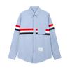 Tb jl Camisa Marca de Moda Oxford Hilado Camisa Blanca Cinta Envolvente Roja Blanca Azul Manga Larga Camisa Casual para Hombre y Mujer