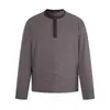 Camiseta de manga larga a rayas estilo retro americano con cuello Henry para hombre y mujer, nueva de otoño, holgada, casual, versátil, top básico