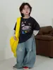 Camiseta Falsa de Dos Piezas para Niños Niños Cheese and Meow Colección Primavera 2026 Azul Marino Retazos Elegante Manga Larga Casual Infantil