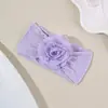 Accesorios Europeos y Americanos Nuevos Más Vendidos para el Cabello de Niños Diadema Ancha Elástica de Nylon con Decoración de Flores Tocado para Bebé Venta al por Mayor