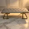 Banqueta de Pie de Cama de Lujo Ligero Estilo Italiano, Banco para Dormitorio del Hogar, Banco Largo, Banco para Cambiarse los Zapatos en el Vestidor, Banco de Piel de Gama Alta para Descanso