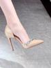 Sapatos de salto alto femininos primavera 2025, novos, strass, bico fino, Royal Sister, sexy, salto fino, francês, sapatos simples, boca rasa