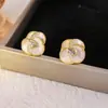 Pendientes de Flor de Goteo de Aceite Dulces de Estilo Coreano Microincrustados, Pendientes Frescos de Lujo Ligero a la Moda, Pendientes Exquisitos Versátiles para el Viaje Diario para Mujeres
