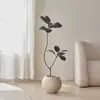 Árbol de Goma Black Diamond Planta Verde Artificial Decoración de Sala de Estar de Lujo de Gama Alta Planta Falsa Biónica Grande de Pie Estilo Wabi-Sabi