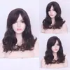 Fábrica de Origem Cabelo Longo Cacheado Franja de Renda no Couro Cabeludo Rede Rosa Peruca da Moda para o Dia a Dia Estilo Flor de Pera Modelo Novo