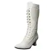 Deseo AliExpress 2026 Otoño/Invierno Nuevas Botas Blancas para Mujer de Tacón Medio Botas de Tacón Grueso hasta la Mitad de la Pantorrilla Botas de Montar
