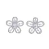 Pendientes de Flor de Alto Brillo con Microincrustaciones de Circonita para Mujer, Joyería de Oreja Exquisita de Plata 925 con Aguja, Nicho de Lujo Ligero Europeo y Americano