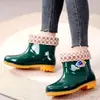 Zapatos de agua cortos para mujer, botas de lluvia para adultos, botas de agua de invierno forradas de polar, botas de lluvia antideslizantes, cubrezapatos de goma cálidos para trabajadores de oficina, uso en cocina