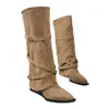 Botas altas de caña larga, punta fina, muy bonitas, pantalones de bota, estilo punk para personas menudas, talla grande, botas de montar rade