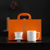 Set de regalo de tres piezas para taza de agua color jade, taza de oficina de porcelana blanca, taza de té de cerámica para el hogar, regalo de negocios para clientes